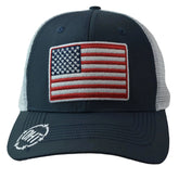 OHT Operation Hat Trick Patriotic USA Flag Blue & White Mesh Back Snap Back Hat